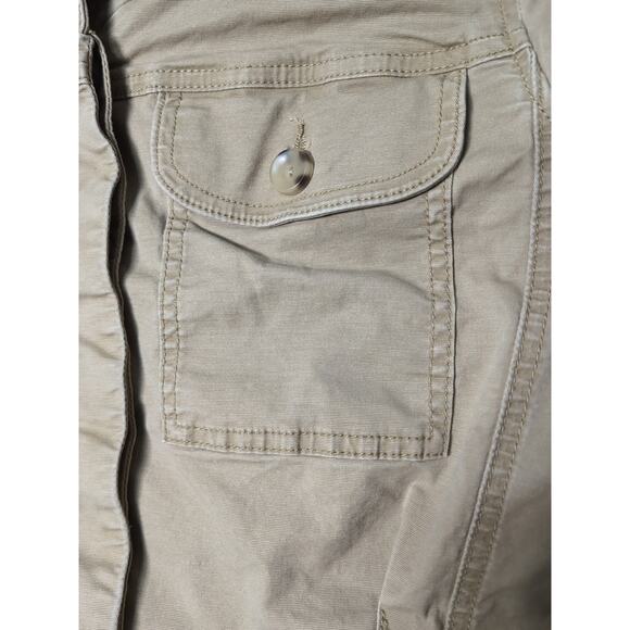 Cabi Women's Utility Jacket Khaki Canvas Peplum size M Button Up Pockets(508) - Picture 2 of 9